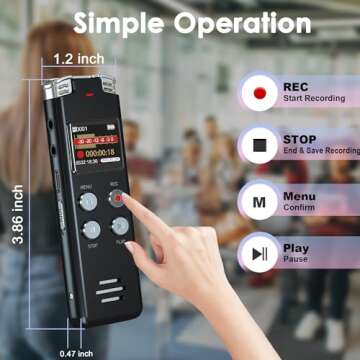 128GB Portable Digital Voice Recorder with Playback