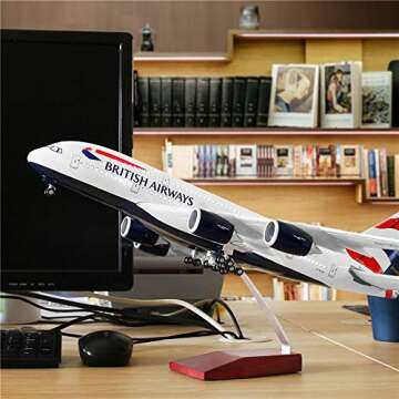 24-Hours 1:160 Scale British Airways A380 Large Size Airplane Model with LED Light