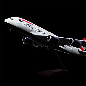 24-Hours 1:160 Scale British Airways A380 Large Size Airplane Model with LED Light