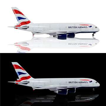 24-Hours 1:160 Scale British Airways A380 Large Size Airplane Model with LED Light
