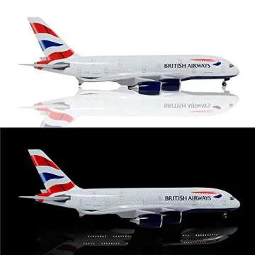 24-Hours 1:160 Scale British Airways A380 Large Size Airplane Model with LED Light