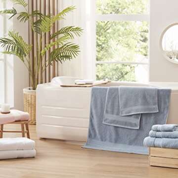 Luxury COZYART Light Blue Turkish Cotton Towel Set - 6Pcs