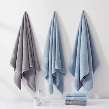 Luxury COZYART Light Blue Turkish Cotton Towel Set - 6Pcs