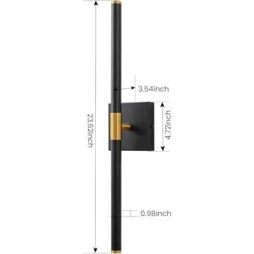 Faziyo Black Gold LED Vanity Light Fixtures 24 Inch