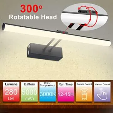 Rechargeable Black Picture Light with Remote Control