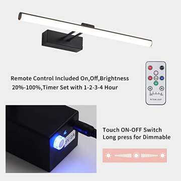 Rechargeable Black Picture Light with Remote Control