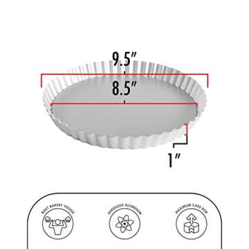 Fat Daddio's PFT-95 Round Fluted Tart Pan, 9.5 x 1 Inch