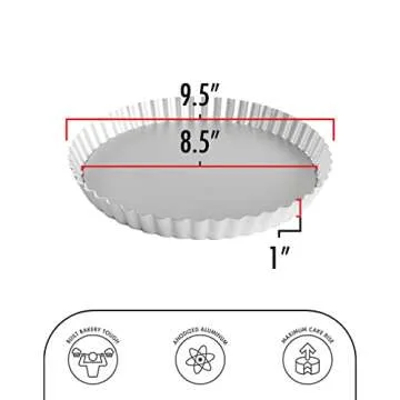 Fat Daddio's PFT-95 Round Fluted Tart Pan, 9.5 x 1 Inch