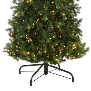 National Tree Company Pre-lit 'Feel Real' Artificial Giant Slim Downswept Christmas Tree, Green, Douglas Fir, Dual Color LED Lights, Includes PowerConnect and Stand, 12 feet