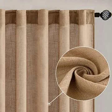 MIULEE Brown Linen Curtains 72 Inch Length for Bedroom Living Room, Soft Thick Linen Textured Window...