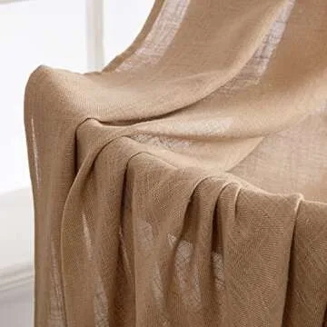 MIULEE Brown Linen Curtains 72 Inch Length for Bedroom Living Room, Soft Thick Linen Textured Window Drapes Semi Sheer Light Filtering Back Tab Rod Pocket Burlap Look Farmhouse Decor, 2 Panels