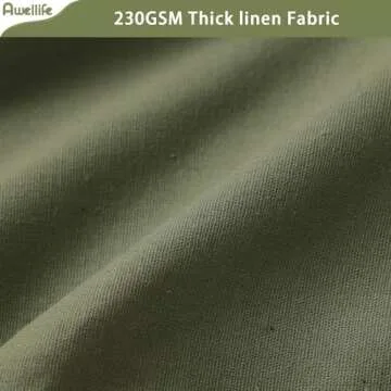 Awellife Farmhouse Shower Curtain for Bathroom Linen and Cotton Woven Fabric Country Rustic Style Shower Curtain Set (Cream & Green, 72" L x 72" W)