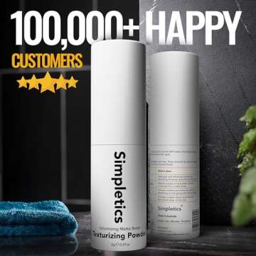 Simpletics Texturizing Powder - All Natural, 4 Ingredient Nourishing Formula with Rice Starch - Chemical Free - Gives Volumized, Texturized, Matte Finish to Men & Women