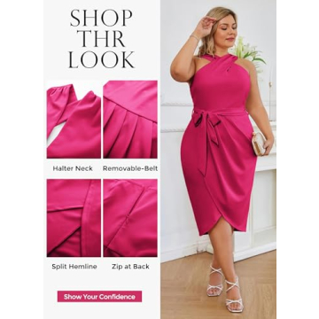 Hanna Nikole Plus Size Crossover Halterneck Dress