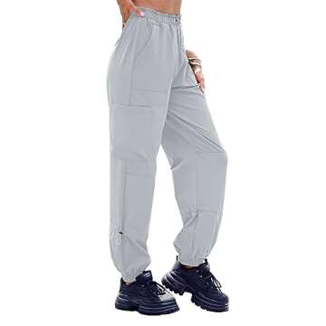 Goranbon Women's Cargo Pants Baggy Trendy Casual Lightweight Summer Hiking Parachute Pants