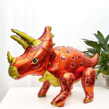 4Pack Giant Self Standing Dinosaur Foil Balloons for Dinosaur Birthday Party Supplies Decorations