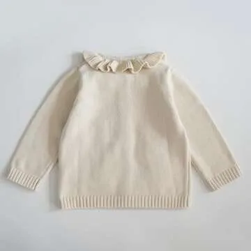 Toddler Baby Girl Cardigan Knit Sweater Long Sleeve Open Front Button Down Cardigan Coat for Fall Winter B-Beige
