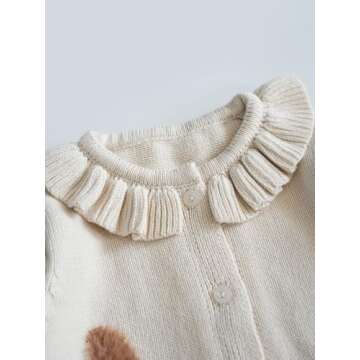 Toddler Baby Girl Cardigan Knit Sweater Long Sleeve Open Front Button Down Cardigan Coat for Fall Winter B-Beige