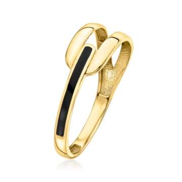 Canaria 10kt Yellow Gold Open-Space Ring With Black Enamel. Size 6