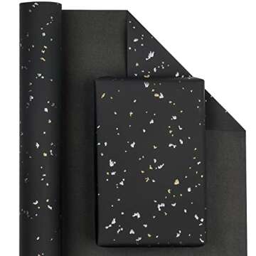 WRAPAHOLIC Black Wrapping Paper - Gold & Silver Design for Special Gifts