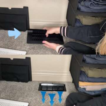 Floor Vent Covers 4 x 10 inch, Adjustable Air Vent Deflectors for Home Floor, Black Floor Register Use for Sidewall, Home, Office or Ceiling 2 Pack