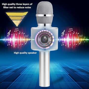 BONAOK Wireless Karaoke Microphone - 3-in-1 Fun Device