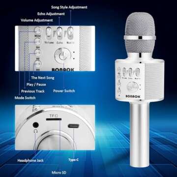 BONAOK Wireless Karaoke Microphone - 3-in-1 Fun Device