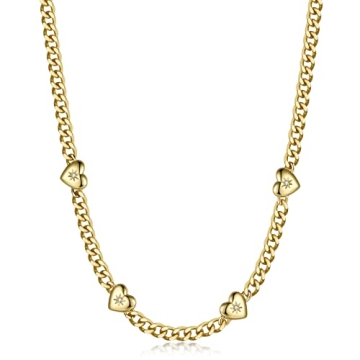 NUZON 18K Gold Heart Necklace Adjustable Length Jewelry