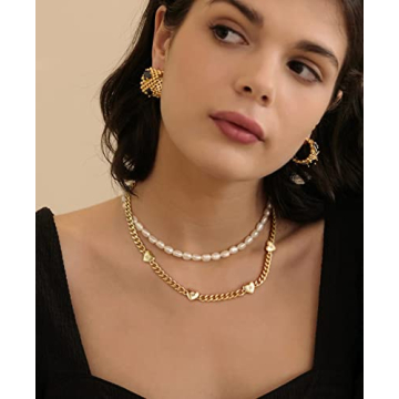 NUZON 18K Gold Heart Necklace Adjustable Length Jewelry