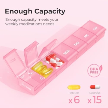 AUVON Weekly Pill Organizer with Effortless Opening Design