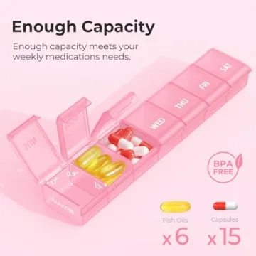 AUVON Weekly Pill Organizer with Effortless Opening Design