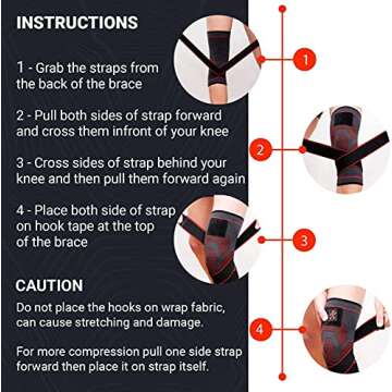 UFlex Athletics Knee Compression Brace for Men and Women - Non Slip Sleeve with Straps for Pain Relief, Meniscus Tear, Sports Safety in Basketball, Tennis - Single Wrap, Medium