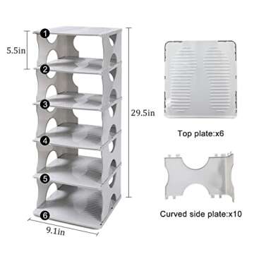TXALWIQ 6-Tier Shoe Rack - Adjustable Stackable Organizer
