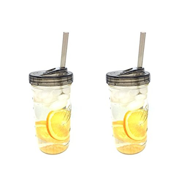 Ball 2 Mason Drinking Jars with Sip & Straw Lids 24oz