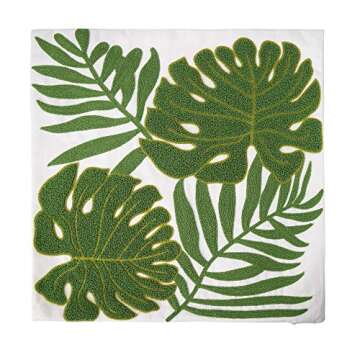 Hodeco Embroidery Throw Pillow Covers 18x18 Home Decor Loop Tropical Green Leave Floor Pillow Cover ...