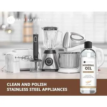 Kate Naturals Mineral Oil for Cutting Board 12oz with Wax Applicator. Food Grade & Food Safe Mineral Oil to Protect Wood on Cutting Boards, Butcher Block & Bamboo Boards