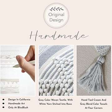 BlissBlush Gray Decorative Lumbar Pillow Cover 14x36, Boho Long Throw Pillow for Bed, Accent Lumbar ...