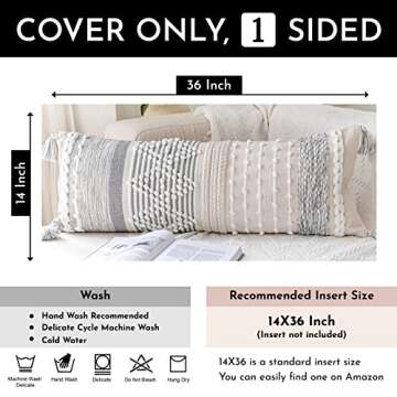 BlissBlush Lumbar Pillow Cover 14x36 Boho Style Accent