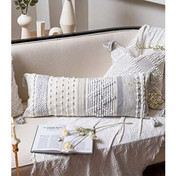 BlissBlush Lumbar Pillow Cover 14x36 Boho Style Accent