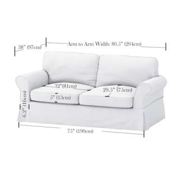 The Cotton Sofa Cover (Width: 81”- 85”, Not 92”) Fits Pottery Barn PB Comfort Roll ARM Sofa (Not Grand Sofa). A Durable Slipcover Replacement (Beige (Box Edge))