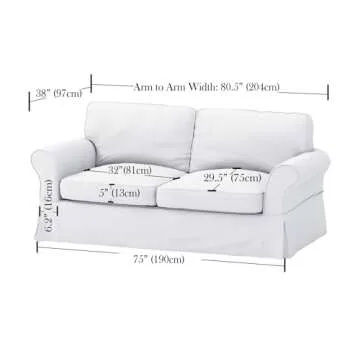 The Cotton Sofa Cover (Width: 81”- 85”, Not 92”) Fits Pottery Barn PB Comfort Roll ARM Sofa (Not Grand Sofa). A Durable Slipcover Replacement (Beige (Box Edge))