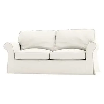 The Cotton Sofa Cover (Width: 81”- 85”, Not 92”) Fits Pottery Barn PB Comfort Roll ARM Sofa (Not Grand Sofa). A Durable Slipcover Replacement (Beige (Box Edge))