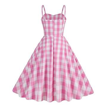 Pink Plaid 50s Dress for Women - Vintage Swing Style