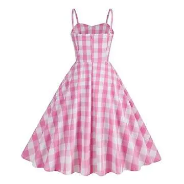 Pink Plaid 50s Dress for Women - Vintage Swing Style