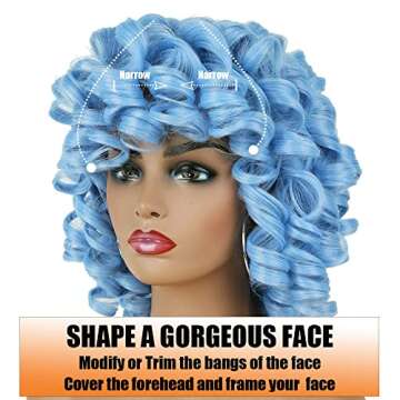 PHOENIXFLY Blue Curly Wigs for Black Women Short Curly Wigs for Women Curly Synthetic Hair Wigs Heat Resistant Hair Replacement Wigs with Wig Caps (Blue)