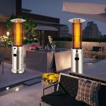 Outdoor Patio Heater with Wheels & Quartz Glass Tube