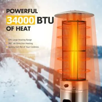 Outdoor Patio Heater with Wheels & Quartz Glass Tube