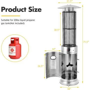 Outdoor Patio Heater with Wheels & Quartz Glass Tube