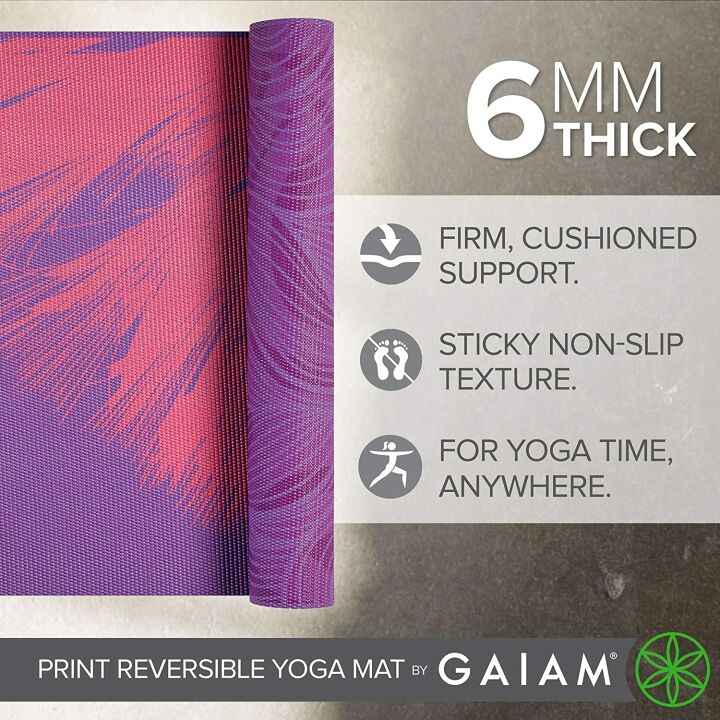 Gaiam Yoga Mat – Non-Slip, Extra Thick, Reversible
