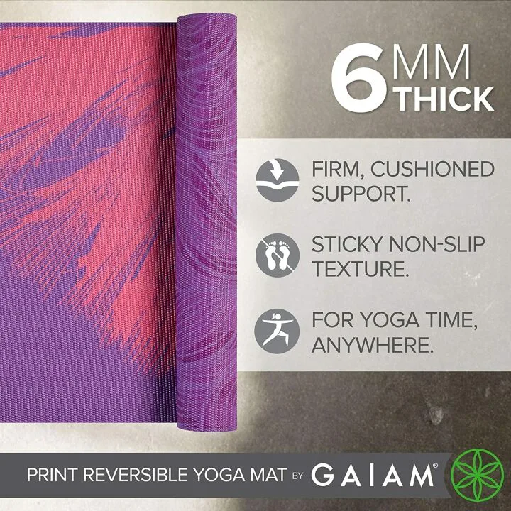 Gaiam Yoga Mat – Non-Slip, Extra Thick, Reversible